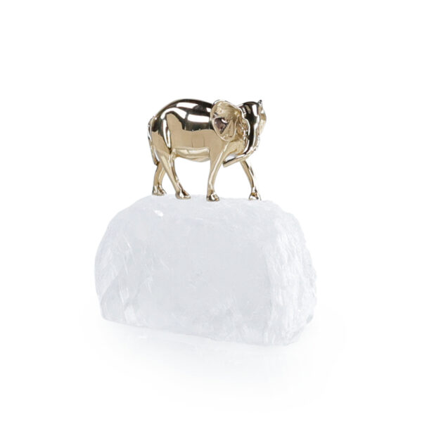 Brass Elephant Sculpture on Selenite I