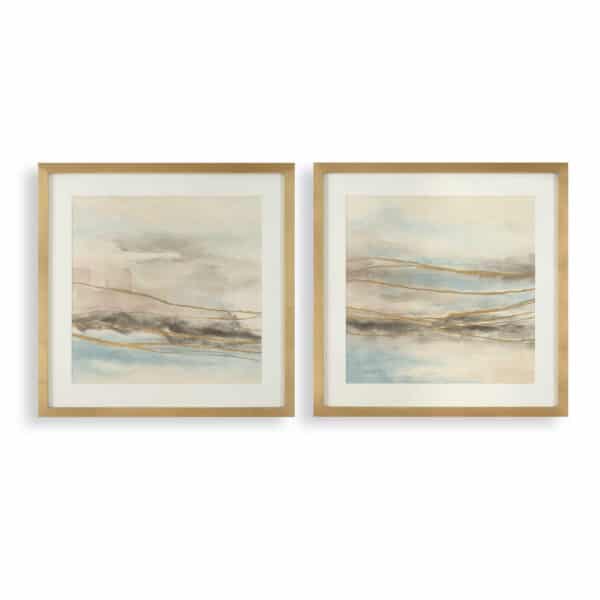 So Golden Hand Painted Canvases, Set of 2