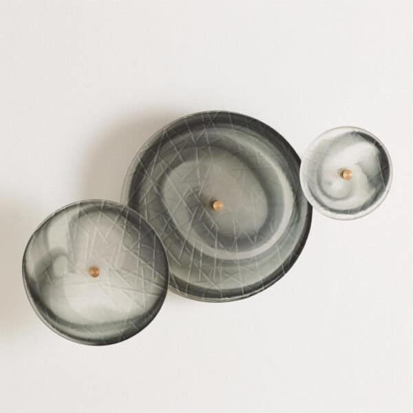 Crosshatched Gray Swirl Wall Discs