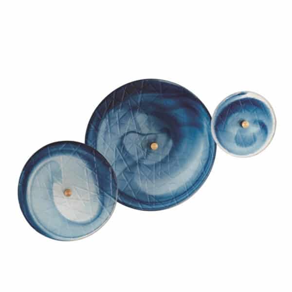 Crosshatched Blue Swirl Wall Discs