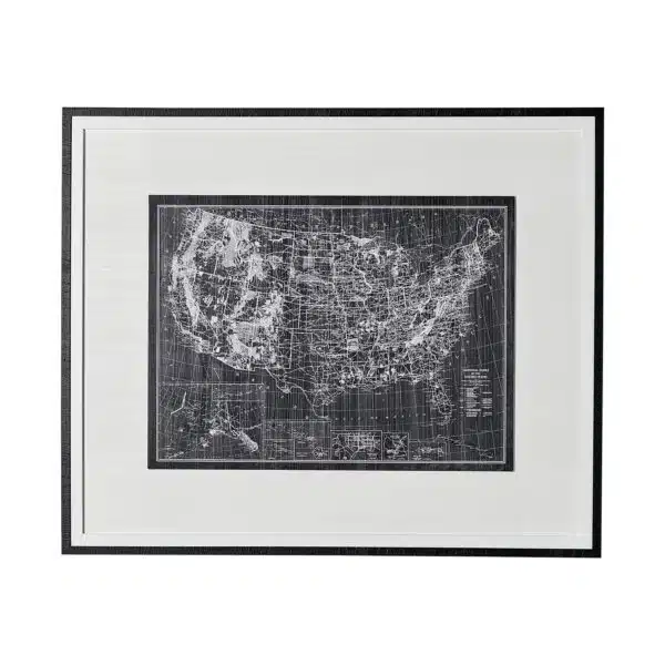 Explorer-USA Map-Noir by Vintage Collection