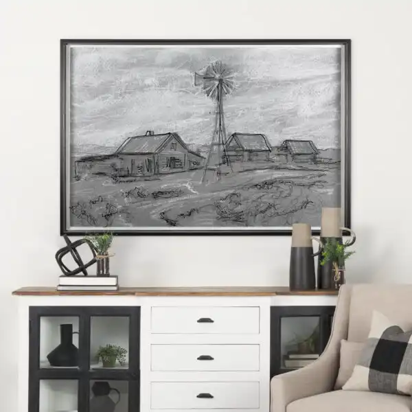 Farm View Sketch Framed Series