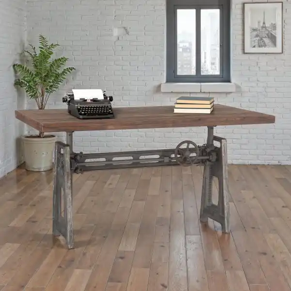 Industrial Loft Adjustable Crank Office Desk
