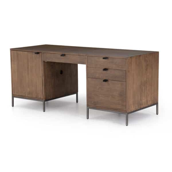 Trey Executive Desk - Auburn Poplar, Black