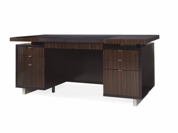 Seven Drawer Desk with Black Leather Top