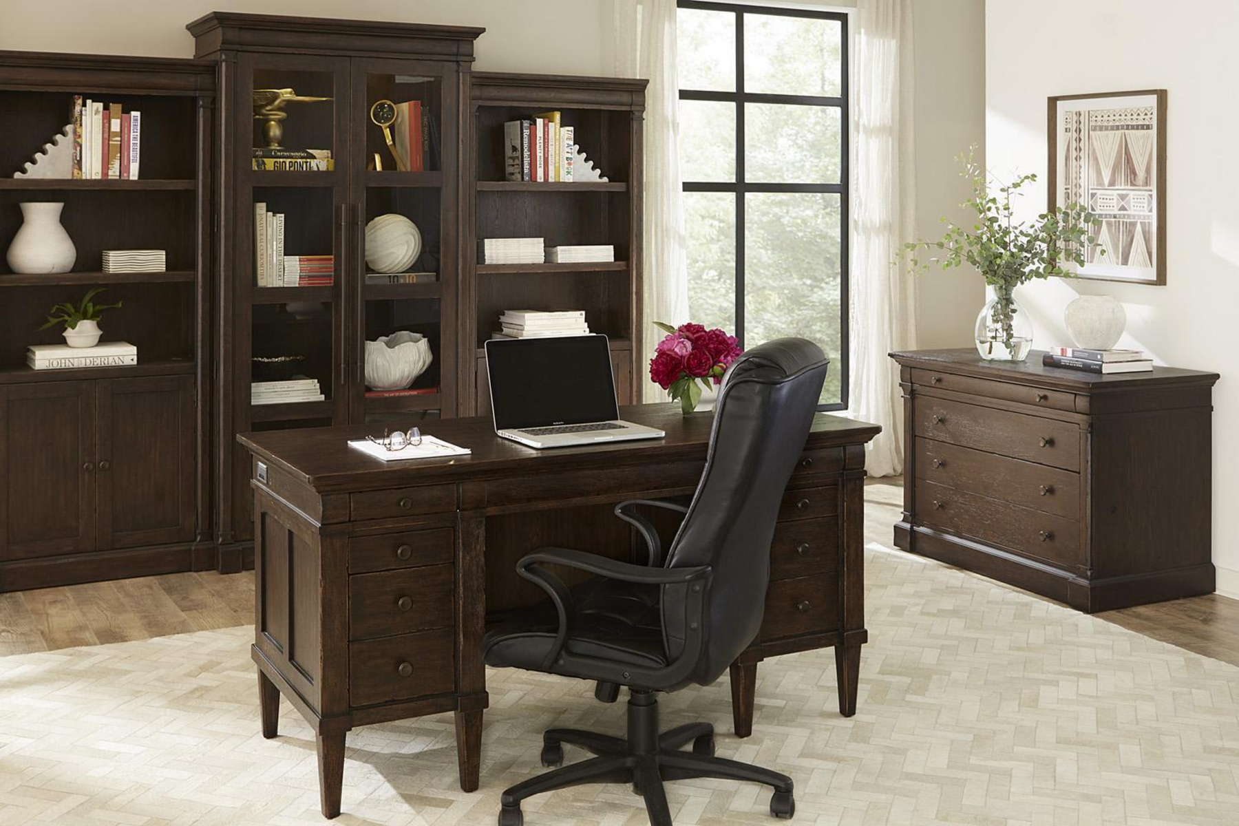 FMD Moebel Jackson Large Grey Melamine Office Desk With Storage Cupboards – Modern Home Office