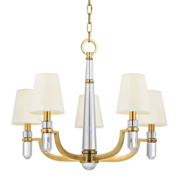 Dayton Five Light Chandelier with White Shade