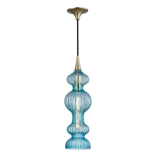 Pomfret One Light Pendant with Blue Glass