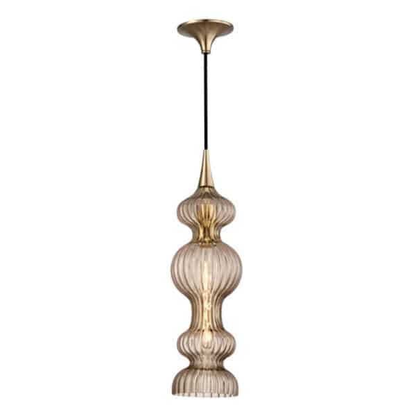 Pomfret One Light Pendant with Bronze Glass