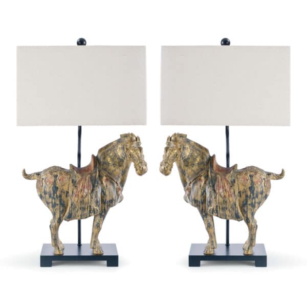 Dynasty Horse Lamps, Pair