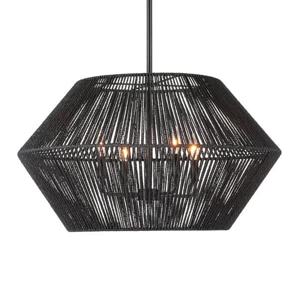 Suva Four Light Black Rope Pendant