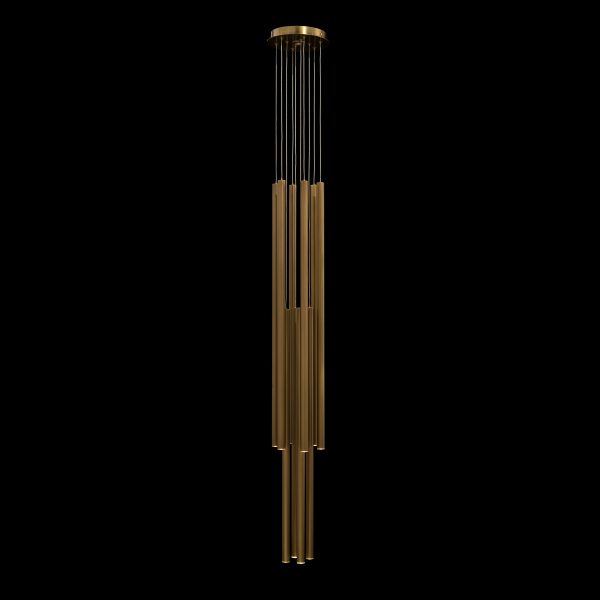Hans Eleven Drop Light Brass Chandelier