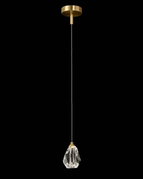 Faceted Chunk Crystal Single Drop Light