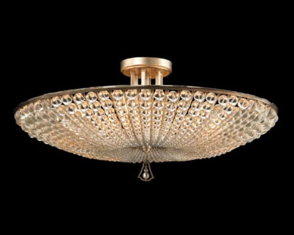 Beaded Crystal Six Light Semi Flush Mount