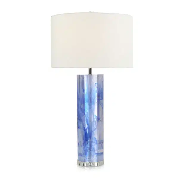 Cylinder Blue and Clear Resin Table Lamp