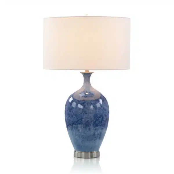 Cerulean Blue Porcelain & Brushed Nickel Table Lamp