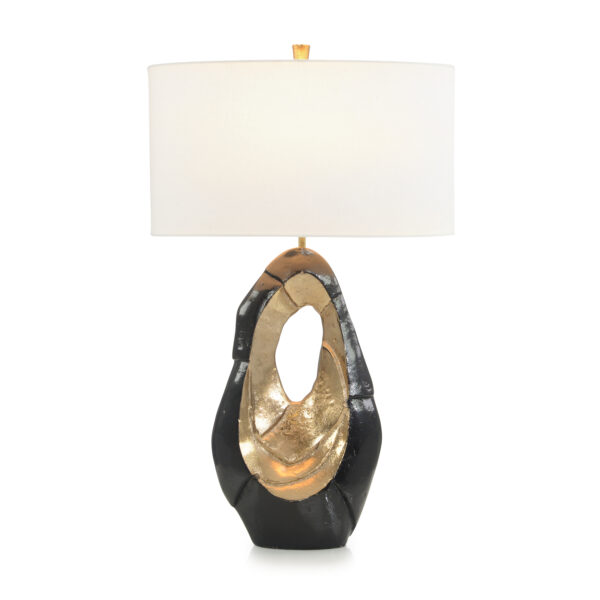 Black and Metallic Gold Sculpture Lamp