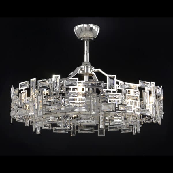 Eight Light Chandelier with Fan