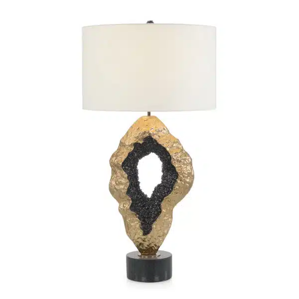 Hammered Gold and Black Geode Table Lamp