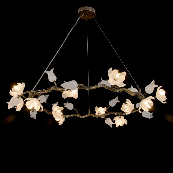 Churippu Magnolia & Tulip Glass 12 Light Chandelier
