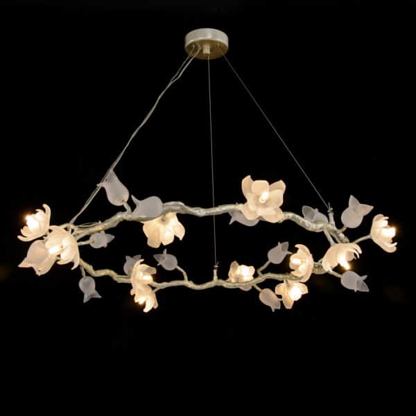 Churippu Magnolia & Tulip Glass 12 Light Chandelier