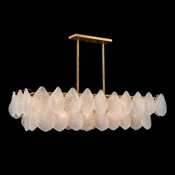 Frosted Glass Petal Horizontal 24 Light Chandelier