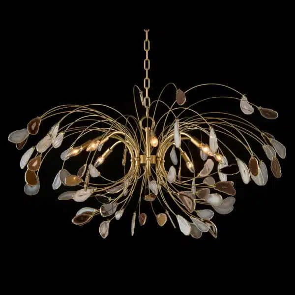 Agate and Brass Eight Light Chandelier