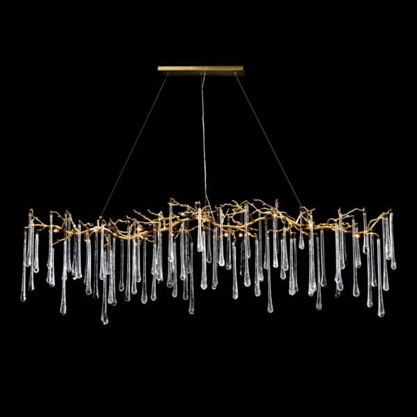 Glass Teardrop 14 Light Horizontal Chandelier