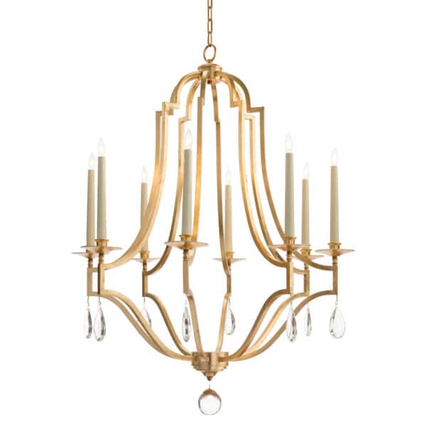 Gold Leaf and Crystal Chandelier