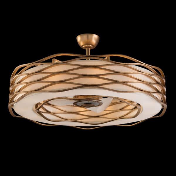 Ribbons of Gold Twelve Light Pendant with Fan