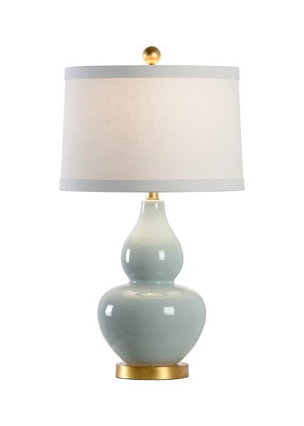 Gourd Lamp - Celadon Glaze, Antique Gold Leaf