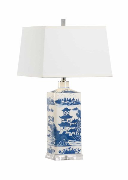 Square Blue & White Lamp