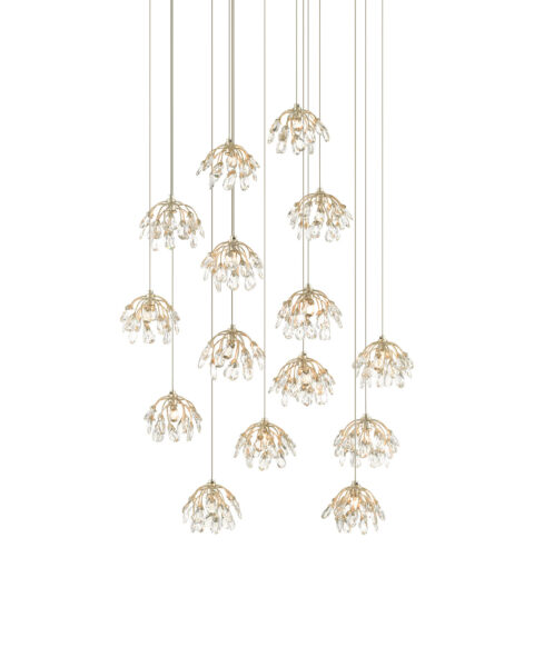 Crystal Bud Fifteen Light Multi-Drop Pendant