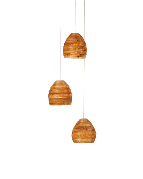 Beehive Three Light Multi-Drop Pendant