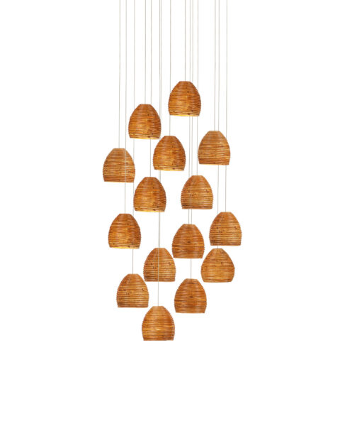 Beehive Fifteen Light Multi-Drop Pendant
