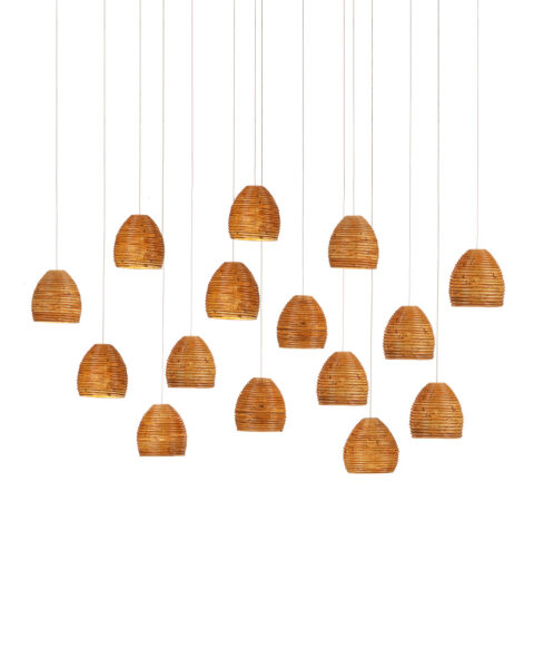 Beehive Fifteen Light Multi-Drop Pendant