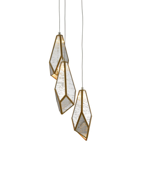 Glace Mirror Three Light Multi-Drop Pendant