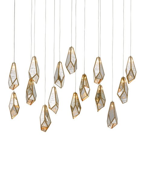 Glace Mirror Fifteen Light Multi-Drop Pendant