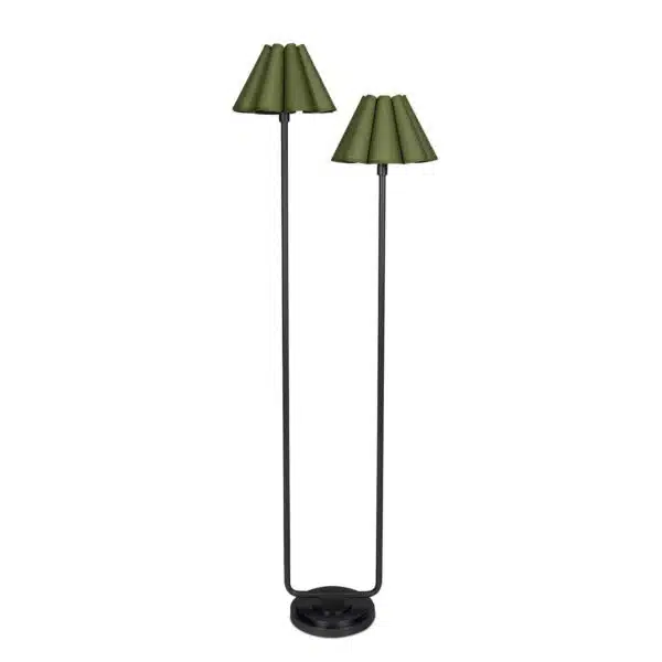 Polly Floor Lamp with Green Scalloped Shade