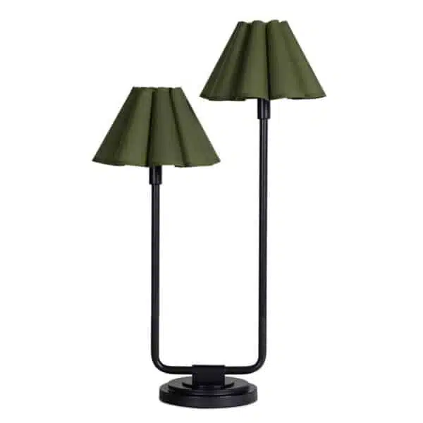 Polly Double Arm Table Lamp with Green Shade
