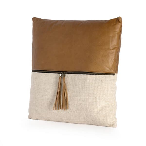 Leather Linen Block 20"x20" Pillow
