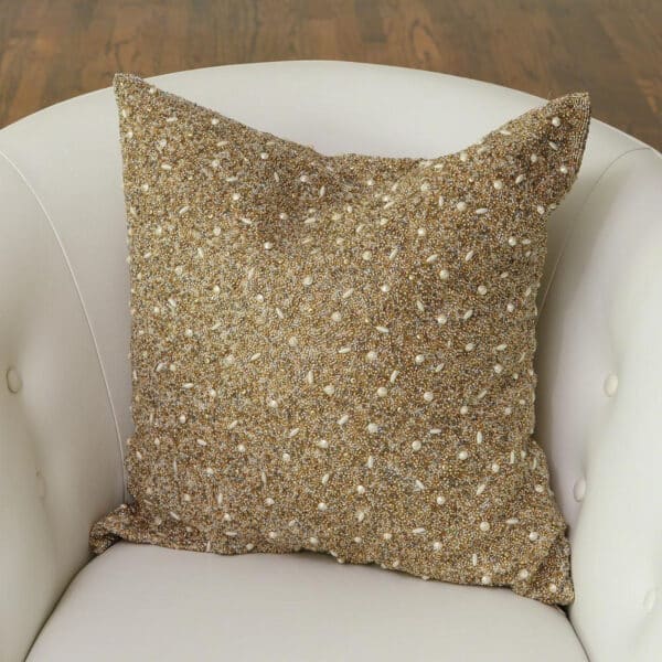 Golden Beaded 20″x20″ Pillow