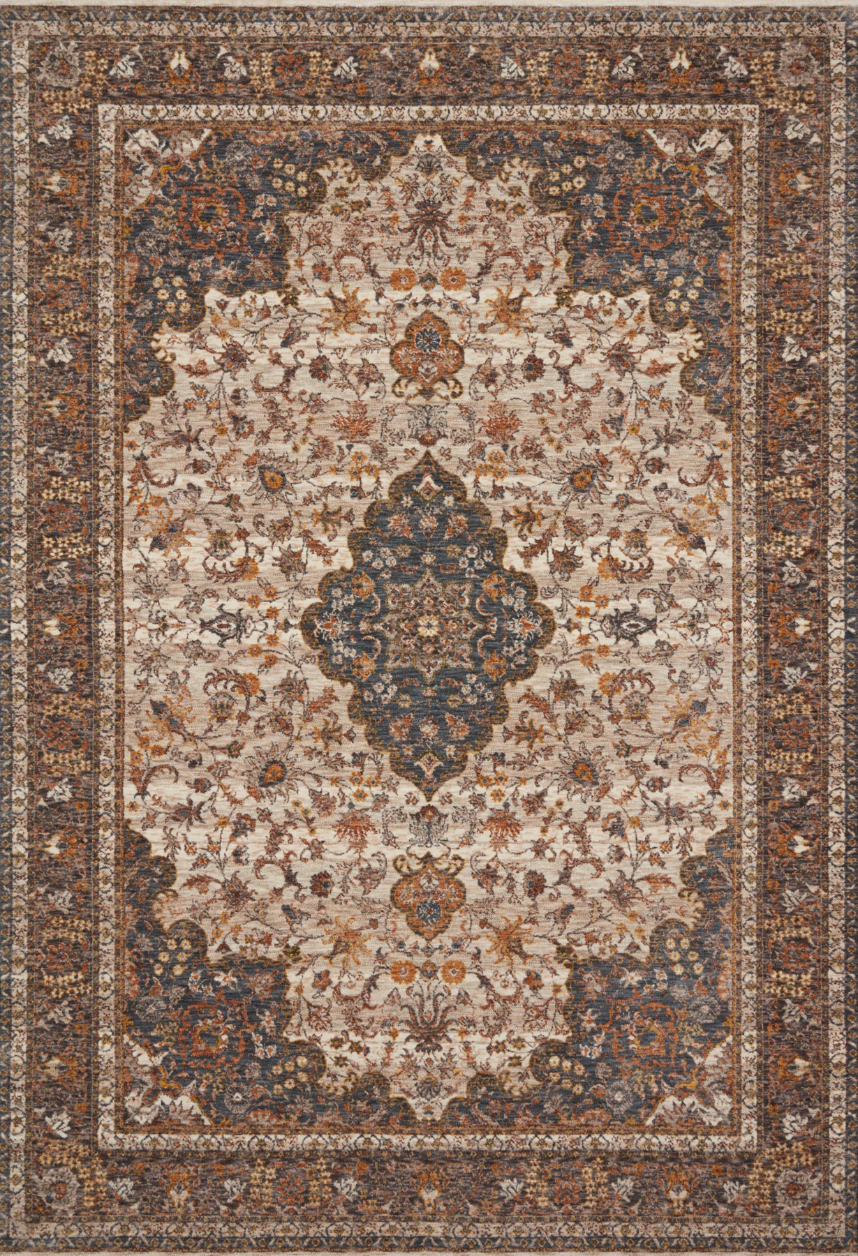 Lourdes Natural/Ocean 1'6" Sample Rug