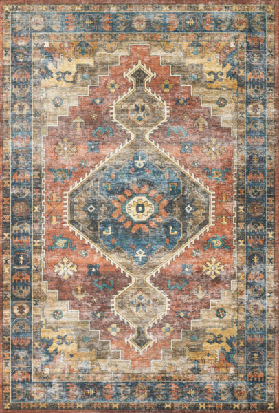 Skye Rust/Blue 1'6" Sample Rug