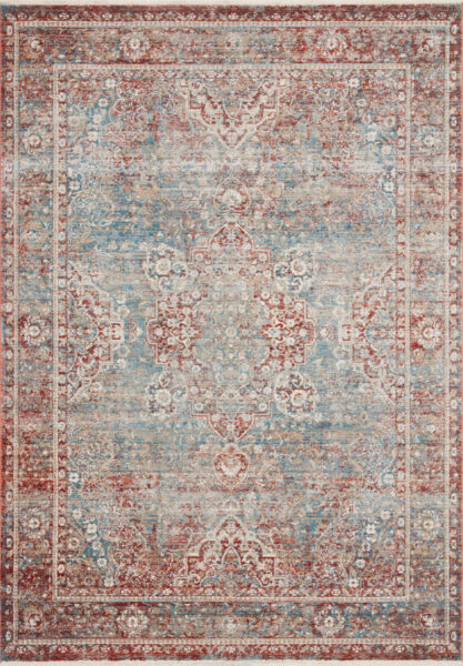 Elise Sky/Red 1'6" Sample Rug