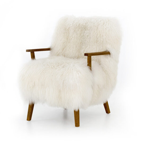 Ashland Armchair - Mongolia Cream Fur, Drifted Oak