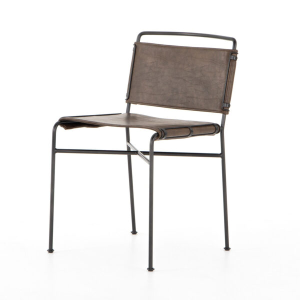 Wharton Dining Chair - Distressed Brown, Waxed Black
