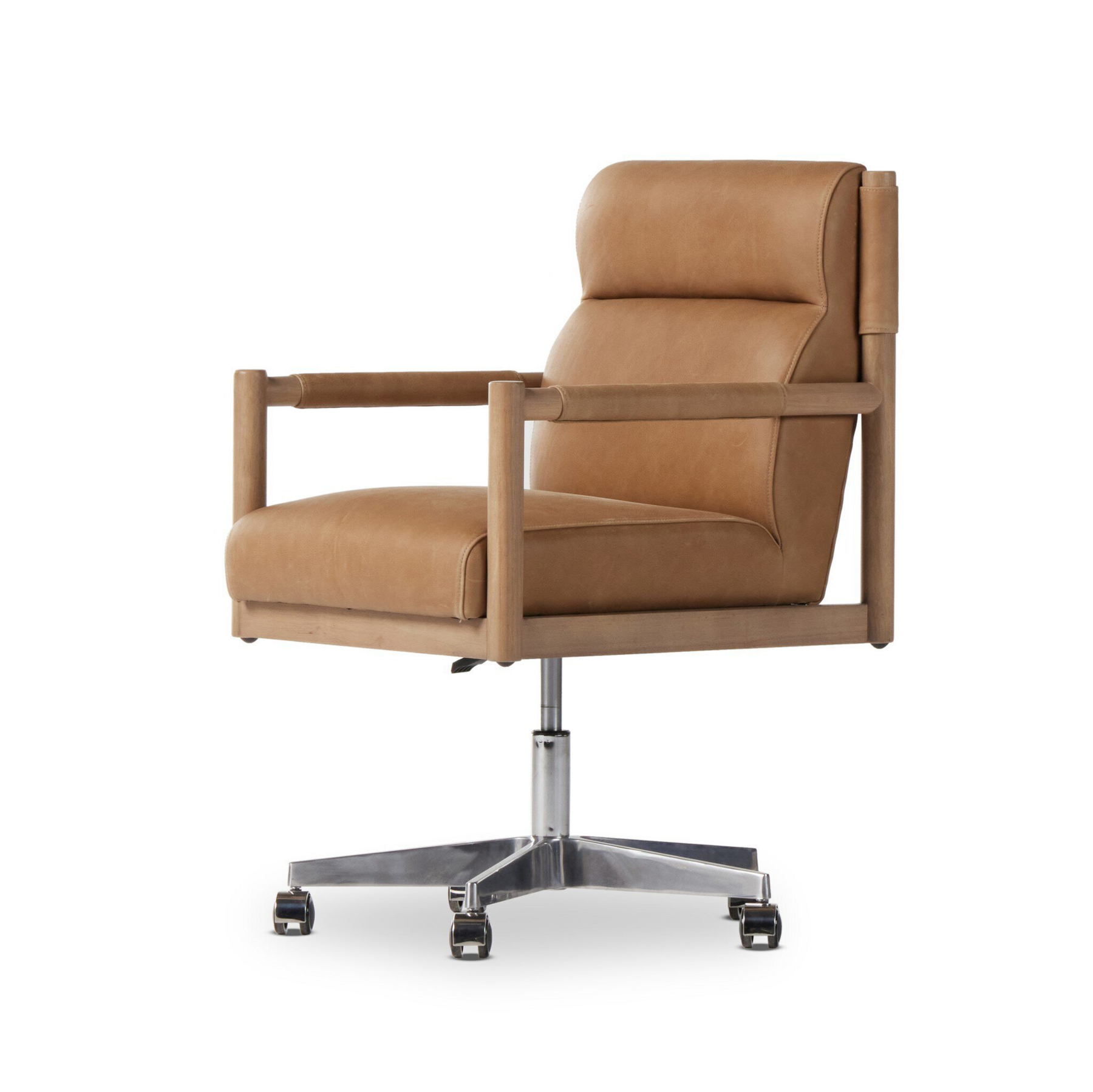 Kiano Desk Chair - Palermo Drift, Polished Aluminum, Washed Natural