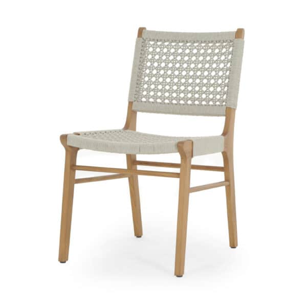 Delmar Outdoor Dining Chair - Ivory, Natural Teak