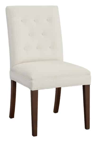 Straight Short Back Dining Chair - With Buttons, Tobacco
